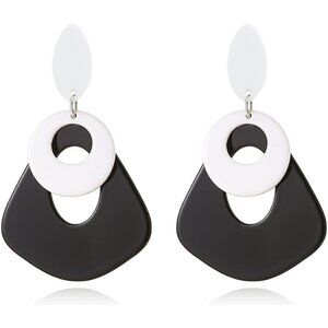 Boho Acrylic Geometric Contrast Drop Dangle Earrings Unique Handmade Exaggerated
